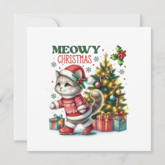 Kerstkaart voor poezenliefhebbers kaart