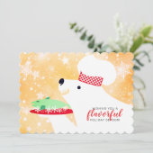 kerstkaart voor poolrestaurants met beer, chef-kok (Staand voorkant)