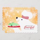 kerstkaart voor poolrestaurants met beer, chef-kok (Voorkant / Achterkant)