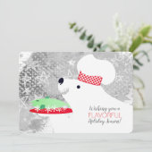 kerstkaart voor poolrestaurants met beer, chef-kok (Staand voorkant)