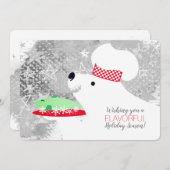 kerstkaart voor poolrestaurants met beer, chef-kok (Voorkant / Achterkant)