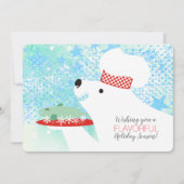 kerstkaart voor poolrestaurants met beer, chef-kok (Voorkant)