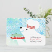 kerstkaart voor poolrestaurants met beer, chef-kok (Staand voorkant)