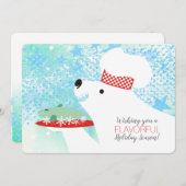 kerstkaart voor poolrestaurants met beer, chef-kok (Voorkant / Achterkant)