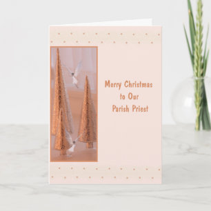 kerstKaart voor Priest met Angels & Gold Trees Feestdagen Kaart