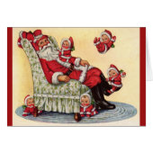 kerstkaart voor Santa Claus Babysits Retro Afbeeld (Voorkant Horizontaal)