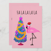 kerstkaart voor Santa Hat Flamingo (Voorkant / Achterkant)