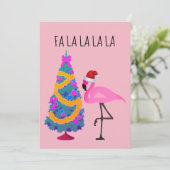 kerstkaart voor Santa Hat Flamingo (Staand voorkant)