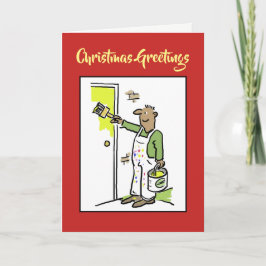 Kerstkaart voor schilderijen en decorteerbedrijven feestdagen kaart