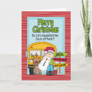 Kerstkaart voor schoolbuschauffeur feestdagen kaart