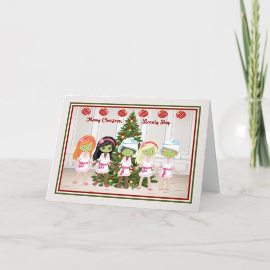 Kerstkaart voor schoonheidssalon kaart (Voorkant)