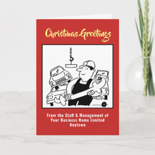 Kerstkaart voor schroot of schrootwerf feestdagen kaart