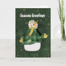 Kerstkaart voor sneeuwman feestdagen kaart