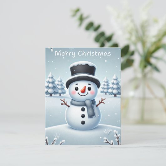 Kerstkaart voor sneeuwpop (Staand voorkant)