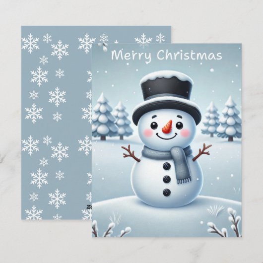 Kerstkaart voor sneeuwpop (Voorkant / Achterkant)