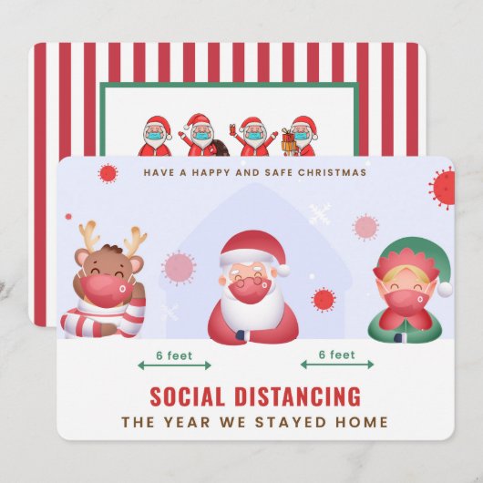 Kerstkaart voor sociale afstand (Voorkant / Achterkant)
