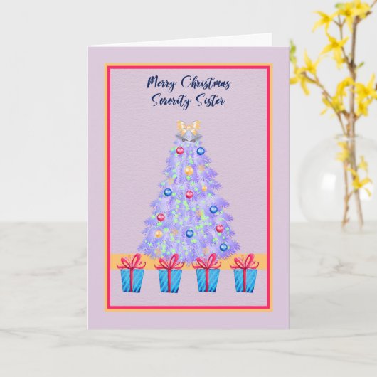 kerstKaart voor Sorority Zuster Roze met boom Kaart (Gele Bloem)