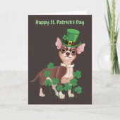 Kerstkaart voor St. Patrick's Day met Chihuahua-pu Feestdagen Kaart (Voorkant)