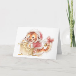 Kerstkaart voor tijger feestdagen kaart