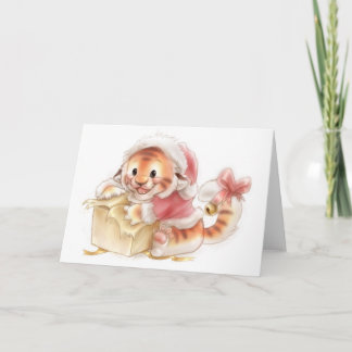 Kerstkaart voor tijger feestdagen kaart