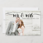 Kerstkaart voor trouwfoto's voor Mr & Mrs (Voorkant)