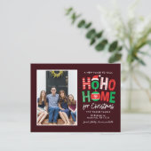 Kerstkaart voor verhuisbericht met 'Ho Ho Home Chr Feestdagenkaart (Staand voorkant)