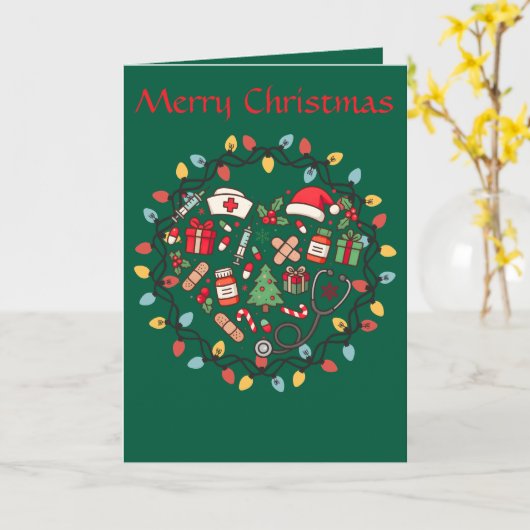 Kerstkaart voor verpleegkundigen opgevouwen kaart (Gele Bloem)