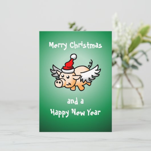 Kerstkaart voor vliegende pigers (Staand voorkant)