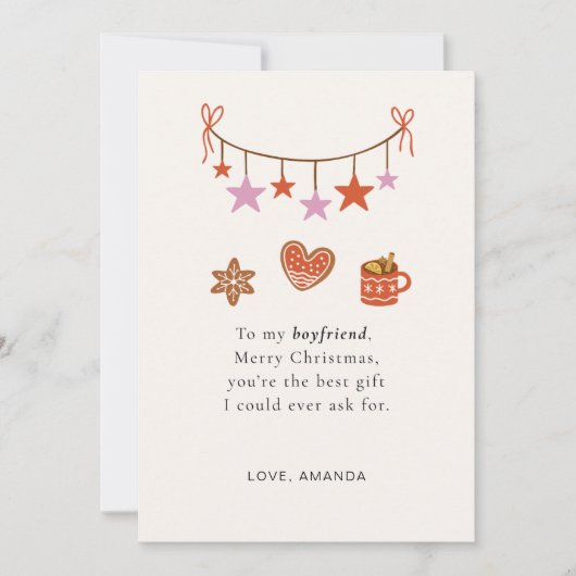 Kerstkaart voor vriendje Cute Gepersonaliseerd (Voorkant)