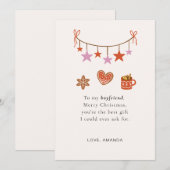 Kerstkaart voor vriendje Cute Gepersonaliseerd (Voorkant / Achterkant)