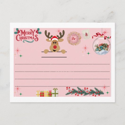 Kerstkaart voor vrolijk Kerstmis Briefkaart (Voorkant)