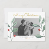 kerstkaart voor Waterverf Greenery en Berry Family Kaart (Voorkant)