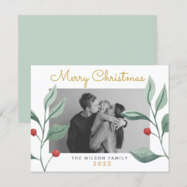 kerstkaart voor Waterverf Greenery en Berry Family Kaart