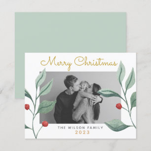 kerstkaart voor Waterverf Greenery en Berry Family Kaart