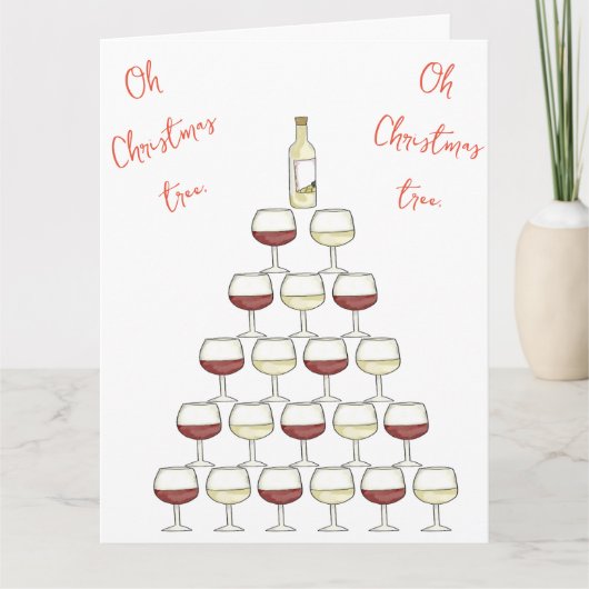 Kerstkaart voor wijn drinker kaart (Voorkant)