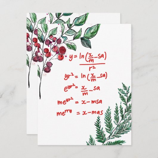 kerstkaart voor wiskundigen (bessen) (Voorkant / Achterkant)