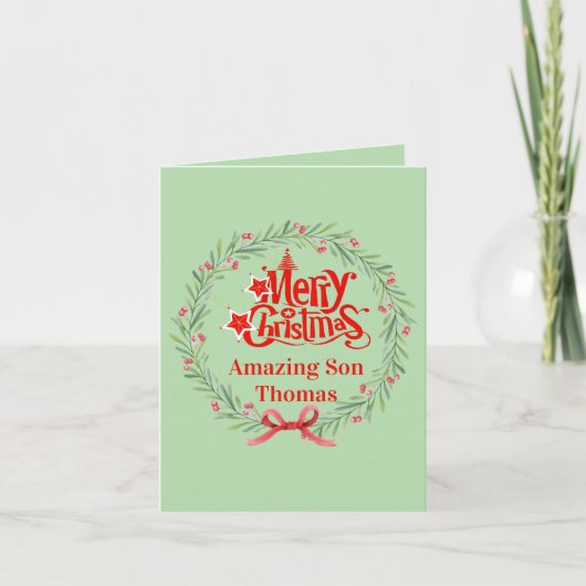 Kerstkaart voor zoon kaart (Voorkant)