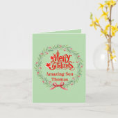 Kerstkaart voor zoon kaart (Gele Bloem)