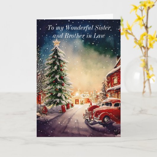 Kerstkaart voor zus en zwager kaart (Gele Bloem)