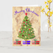 kerstKaart voor zuster-bomen en Cadeaus Kaart (Gele Bloem)