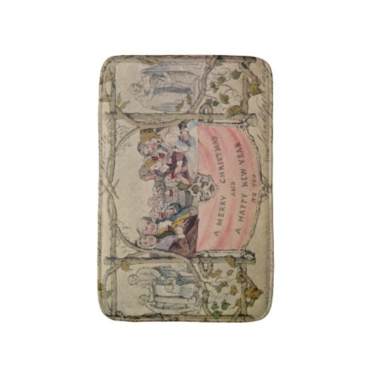 kerstkaart, voorbeeld van de bekende kerstmis badmat (Voorkant Verticaal)