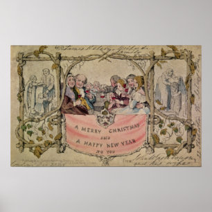 kerstkaart, voorbeeld van de bekende kerstmis poster
