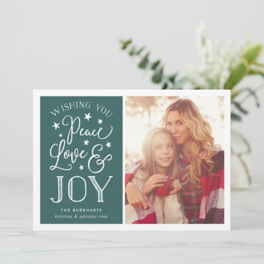 Kerstkaart 'Vrede, Liefde & Vreugde' (Staand voorkant)