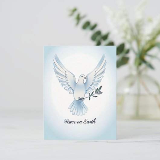 Kerstkaart Vrede op Aarde Duif (Staand voorkant)