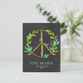 Kerstkaart | Vrede op Aarde Uitnodiging Briefkaart (Staand voorkant)