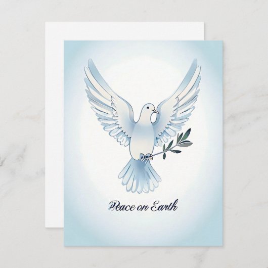 Kerstkaart vredesduif op aarde (Voorkant / Achterkant)