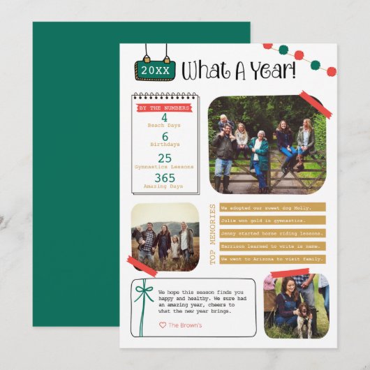 Kerstkaart 'Wat een jaar' in Review (Voorkant / Achterkant)