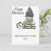 KerstKaart Waterverf Gepland en Boom Kaart (Staand voorkant)