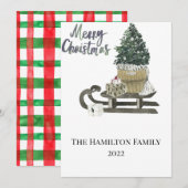 KerstKaart Waterverf Gepland en Boom Kaart (Voorkant / Achterkant)