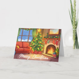 Kerstkaart | Waterverf Kerstkaart Feestdagen Kaart